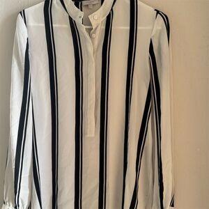Hobbs London Women's Striped Long Sleeve Blouse Black Size 4